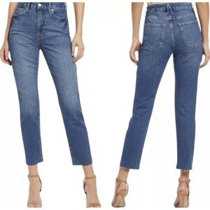Good American Good Crop Raw hem slim blue.